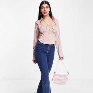 Women's Dusty Rose Button-Front Blouse